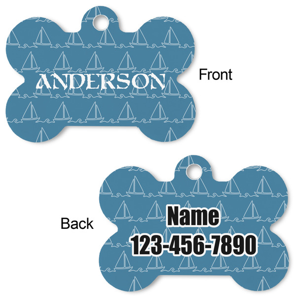 Rope Sail Boats Bone Shaped Dog ID Tag - Large - Approval