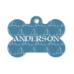 Rope Sail Boats Bone Shaped Dog ID Tag - Small (Personalized)