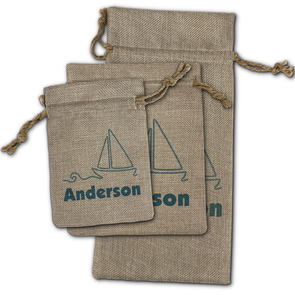 Rope Sail Boats Burlap Gift Bags - (PARENT MAIN) All Three