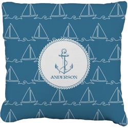 Rope Sail Boats Faux-Linen Throw Pillow 16" (Personalized)