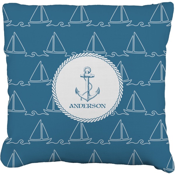 Custom Rope Sail Boats Faux-Linen Throw Pillow 16" (Personalized)
