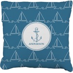 Rope Sail Boats Faux-Linen Throw Pillow 18" (Personalized)