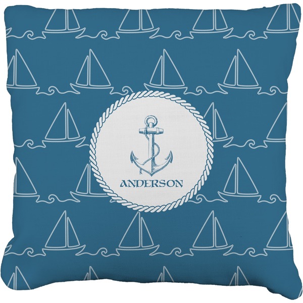 Custom Rope Sail Boats Faux-Linen Throw Pillow 18" (Personalized)