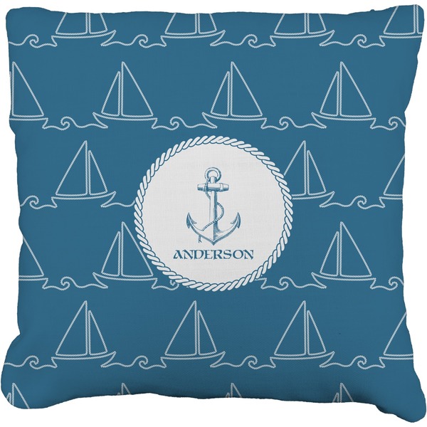 Custom Rope Sail Boats Faux-Linen Throw Pillow 20" (Personalized)