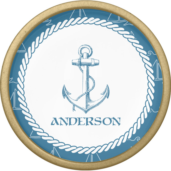 Rope Sail Boats Cabinet Knob - Gold - Front