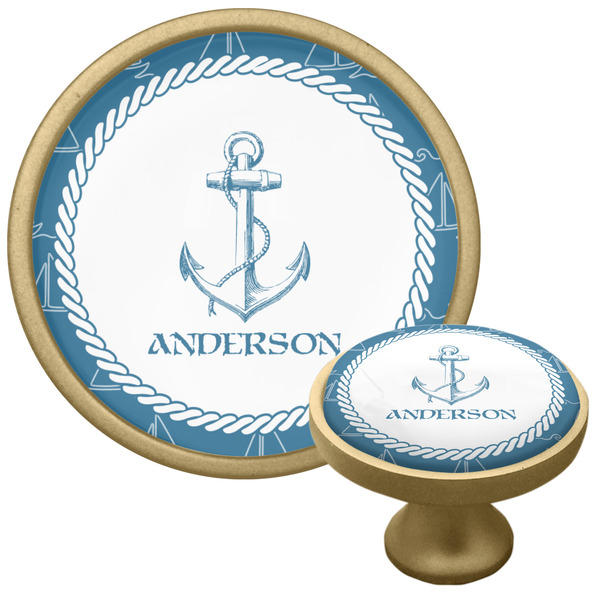 Custom Rope Sail Boats Cabinet Knob - Gold (Personalized)