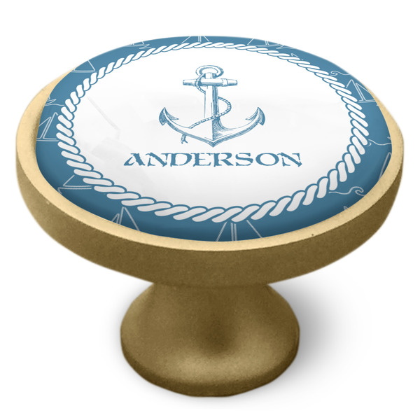 Rope Sail Boats Cabinet Knob - Gold - Side