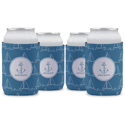 Rope Sail Boats Can Cooler (12 oz) - Set of 4 w/ Name or Text