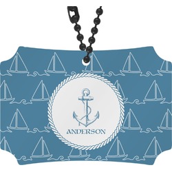 Rope Sail Boats Rear View Mirror Ornament (Personalized)