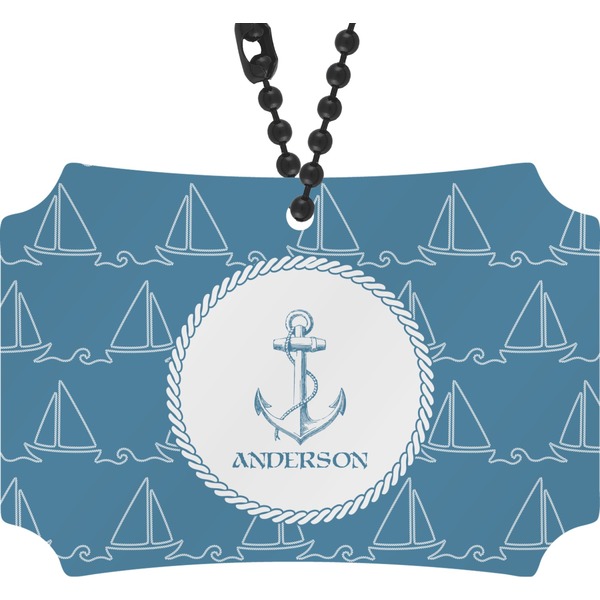 Custom Rope Sail Boats Rear View Mirror Ornament (Personalized)