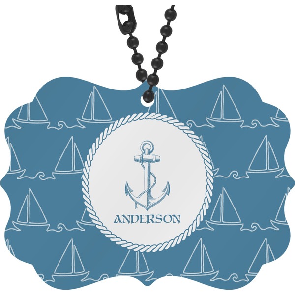 Custom Rope Sail Boats Rear View Mirror Charm (Personalized)