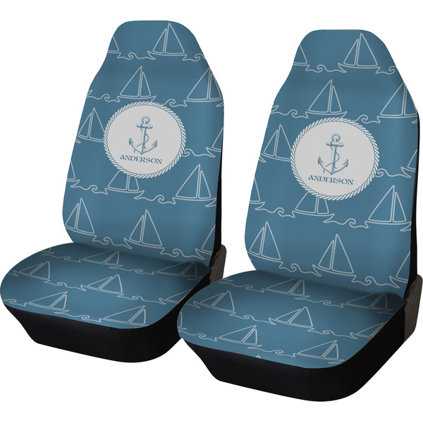 Custom Rope Sail Boats Car Seat Covers (Set of Two) (Personalized)