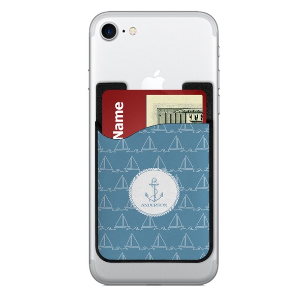 Custom Rope Sail Boats 2-in-1 Cell Phone Credit Card Holder & Screen Cleaner (Personalized)