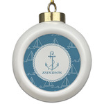Rope Sail Boats Ceramic Ball Ornament (Personalized)
