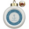 Rope Sail Boats Ceramic Ball Ornaments - Poinsettia Garland (Personalized)
