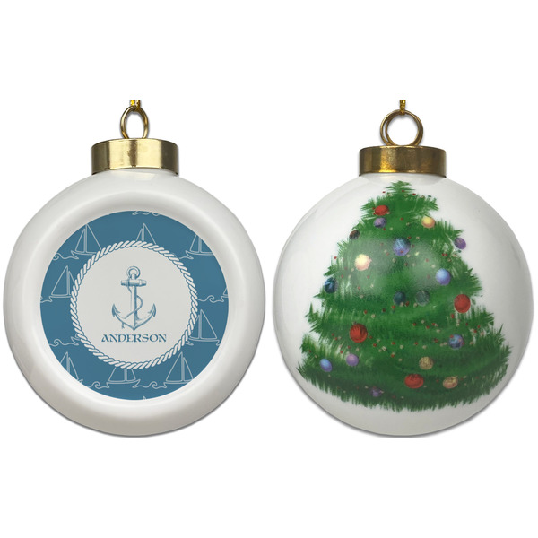 Rope Sail Boats Ceramic Christmas Ornament - X-Mas Tree (APPROVAL)