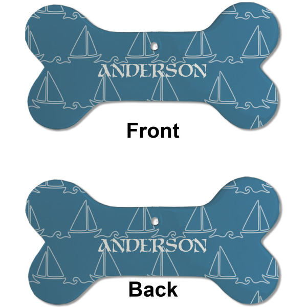 Rope Sail Boats Ceramic Flat Ornament - Bone Front & Back (APPROVAL)