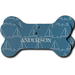 Rope Sail Boats Ceramic Dog Ornament - Front & Back w/ Name or Text