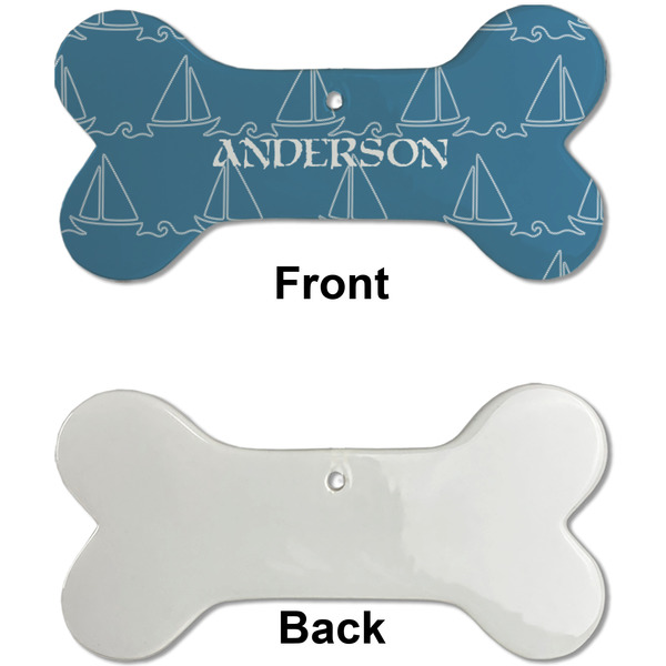Rope Sail Boats Ceramic Flat Ornament - Bone Front & Back Single Print (APPROVAL)