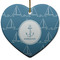 Rope Sail Boats Ceramic Flat Ornament - Heart (Front)
