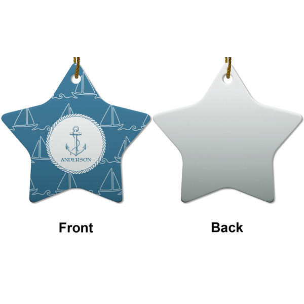 Rope Sail Boats Ceramic Flat Ornament - Star Front & Back (APPROVAL)