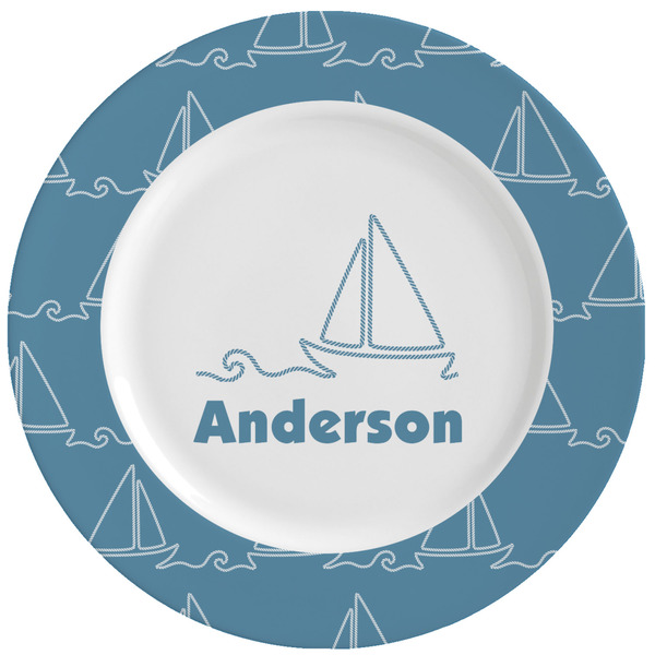 Custom Rope Sail Boats Ceramic Dinner Plates (Set of 4) (Personalized)