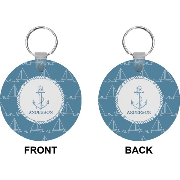Rope Sail Boats Circle Keychain (Front + Back)