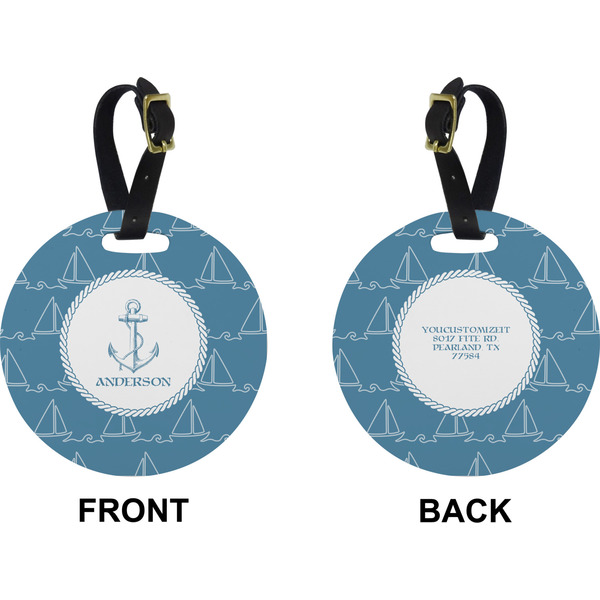 Rope Sail Boats Circle Luggage Tag (Front + Back)