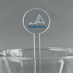 Rope Sail Boats 7" Round Plastic Stir Sticks - Clear (Personalized)