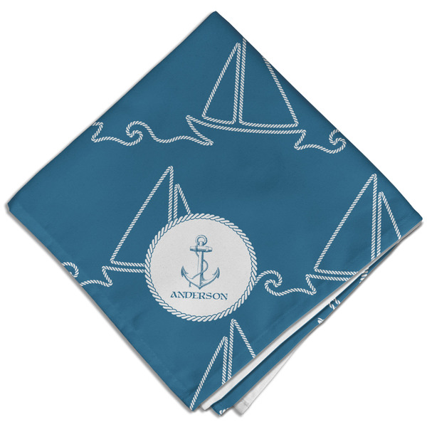 Custom Rope Sail Boats Cloth Dinner Napkin - Single w/ Name or Text