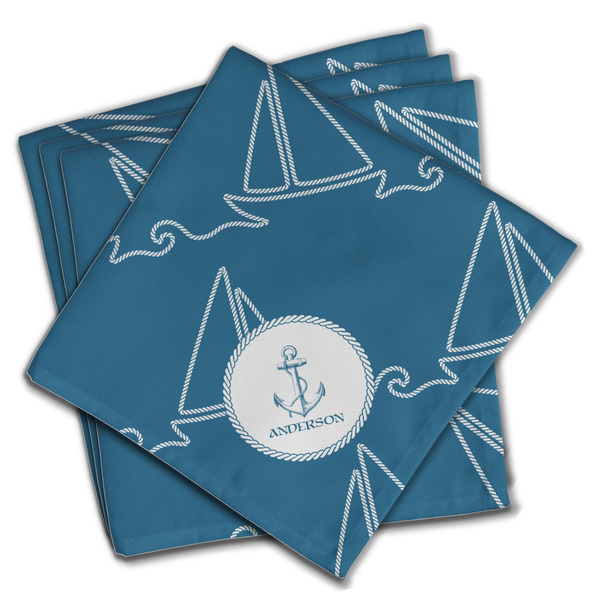 Custom Rope Sail Boats Cloth Napkins (Set of 4) (Personalized)