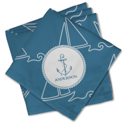 Rope Sail Boats Cloth Cocktail Napkins - Set of 4 w/ Name or Text