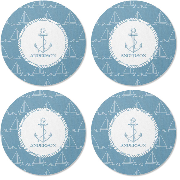 Rope Sail Boats Coaster Round Rubber Back - Apvl