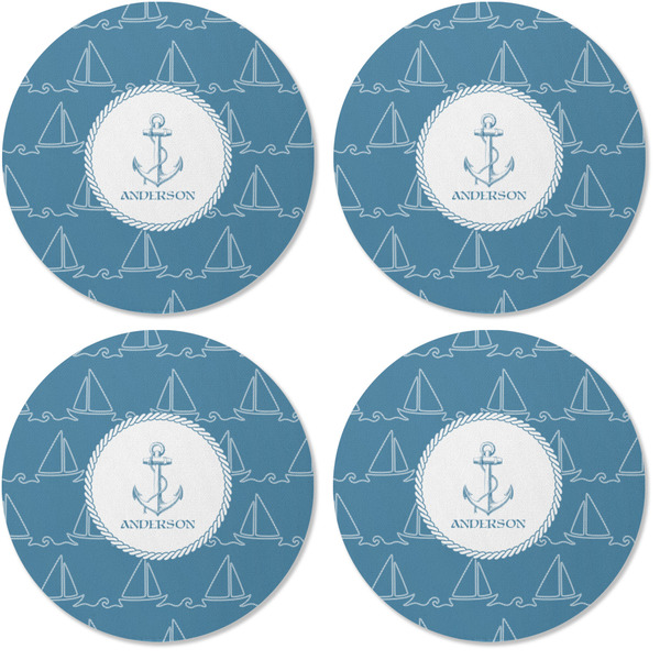 Rope Sail Boats Coaster Round Rubber Back - Apvl