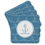 Rope Sail Boats Cork Coaster - Set of 4 w/ Name or Text