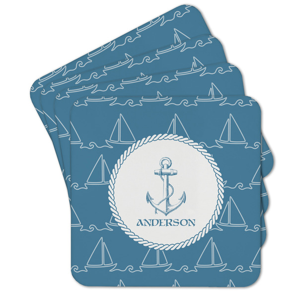 Custom Rope Sail Boats Cork Coaster - Set of 4 w/ Name or Text
