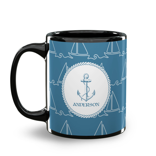 Rope Sail Boats Coffee Mug - 11 oz - Black