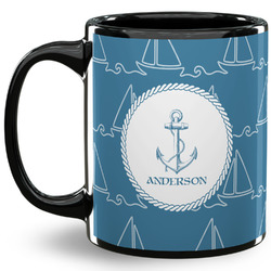 Rope Sail Boats 11 Oz Coffee Mug - Black (Personalized)
