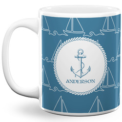 Rope Sail Boats 11 Oz Coffee Mug - White (Personalized)