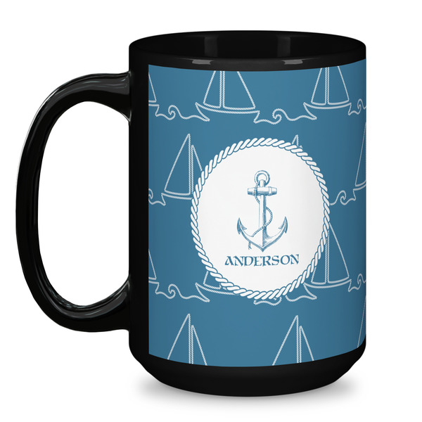 Rope Sail Boats Coffee Mug - 15 oz - Black