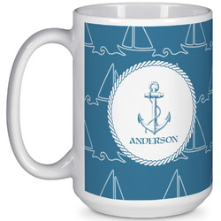 Rope Sail Boats 15 Oz Coffee Mug - White (Personalized)