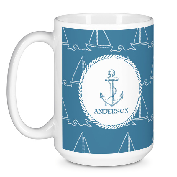 Rope Sail Boats Coffee Mug - 15 oz - White