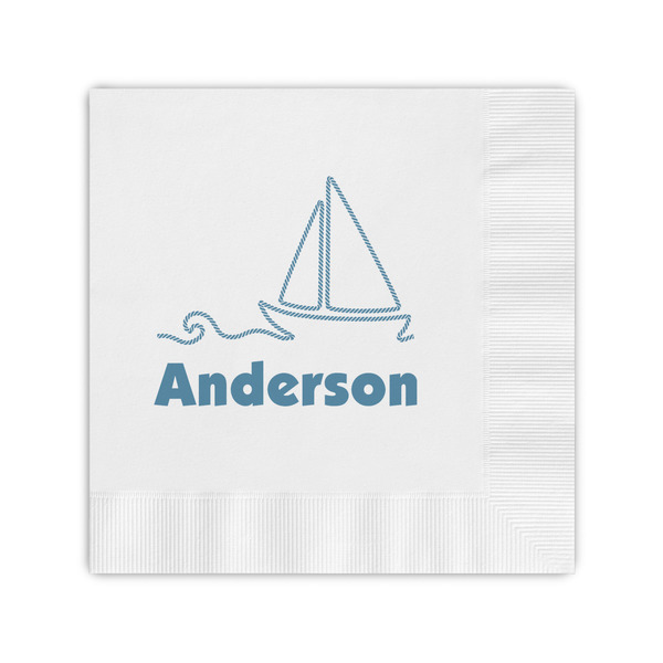 Custom Rope Sail Boats Coined Cocktail Napkins (Personalized)
