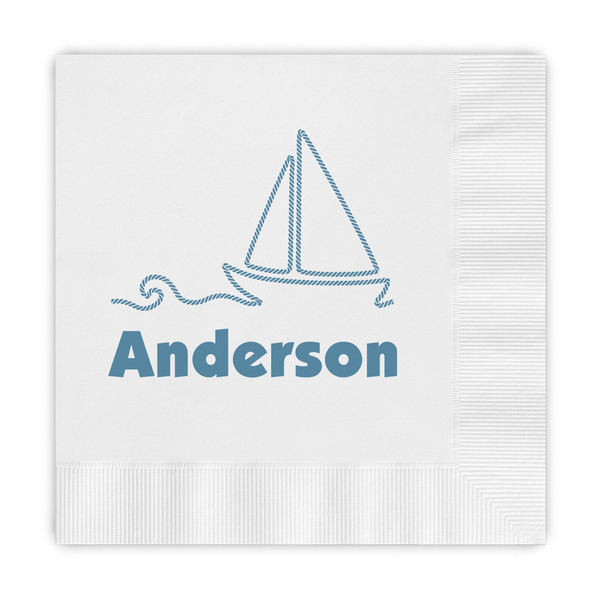 Custom Rope Sail Boats Embossed Decorative Napkins (Personalized)