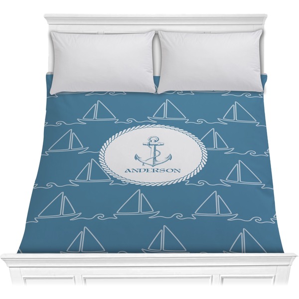 Custom Rope Sail Boats Comforter - Full / Queen (Personalized)