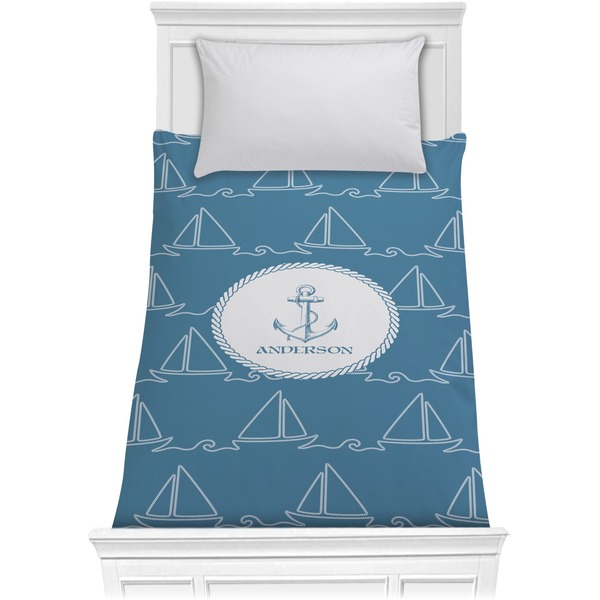 Custom Rope Sail Boats Comforter - Twin (Personalized)