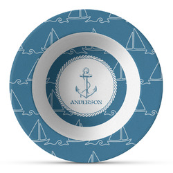 Rope Sail Boats Plastic Bowl - Microwave Safe - Composite Polymer (Personalized)