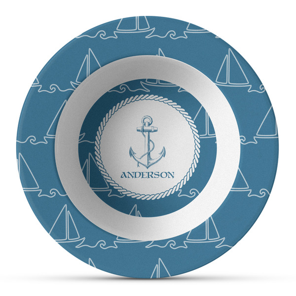 Custom Rope Sail Boats Plastic Bowl - Microwave Safe - Composite Polymer (Personalized)