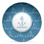 Rope Sail Boats Microwave Safe Plastic Plate - Composite Polymer (Personalized)