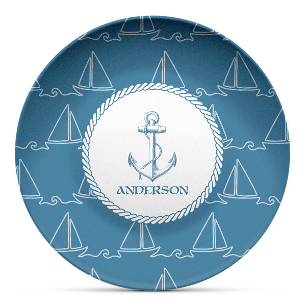 Custom Rope Sail Boats Microwave Safe Plastic Plate - Composite Polymer (Personalized)
